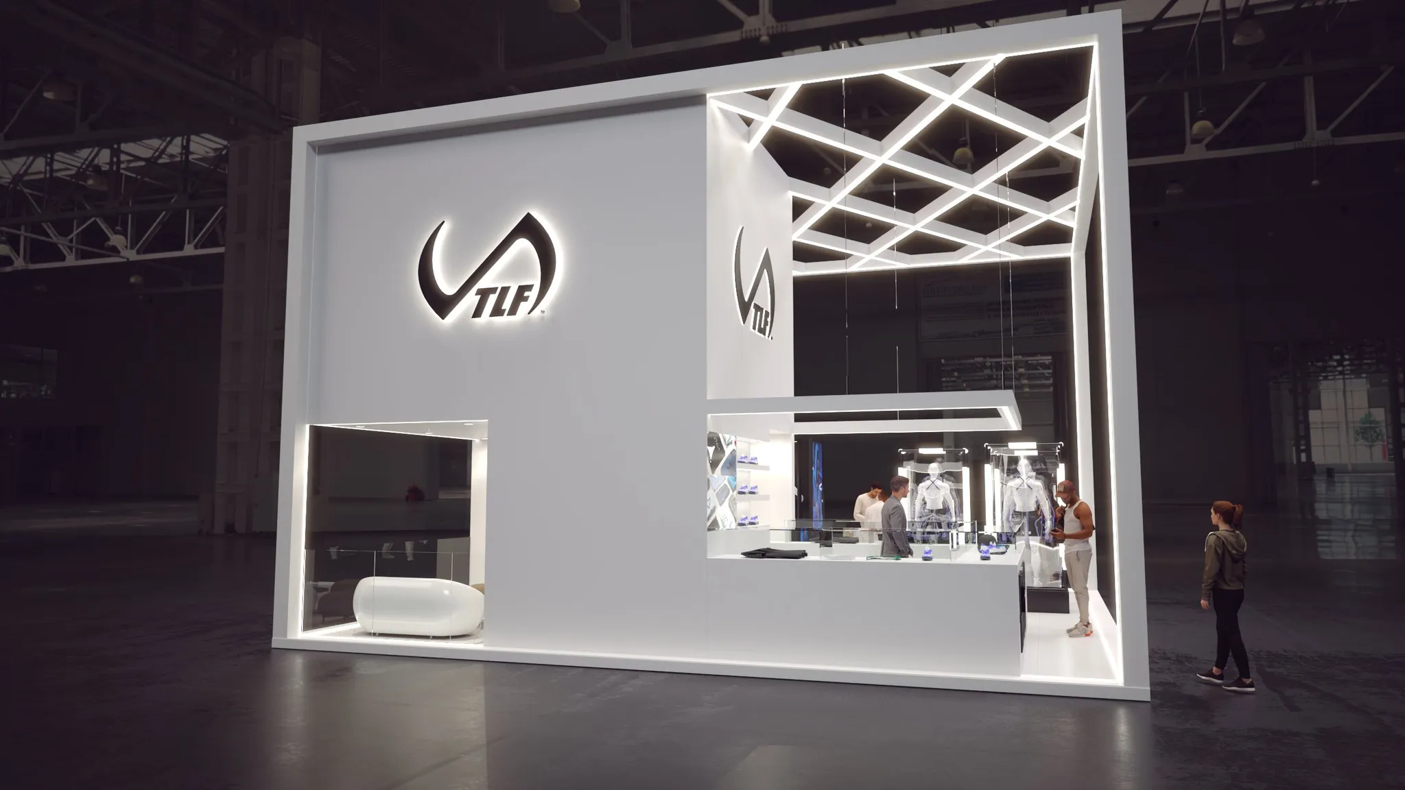 30x30 Island booth design by Reaction Space